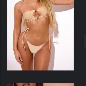 PRETTY LITTLE THING 	
Stone Ring Detail Tie Side Bikini Bottoms
never worn !!!!